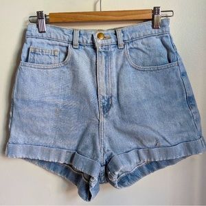 AMERICAN APPAREL Light Wash Distressed Cotton High-Rise Jean Shorts Size 27
